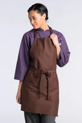 Brown Bib Adjustable Apron (2 Patch Pockets)