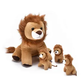 - Stuffed Lion Plush - Stuffed Mommy Lion With 3 Stuffed Baby Lions Inside