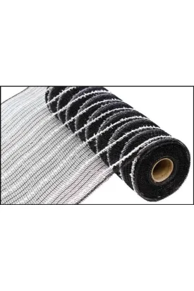 10.25" Metallic Cotton Drift Mesh Ribbon: Black (10 Yards)