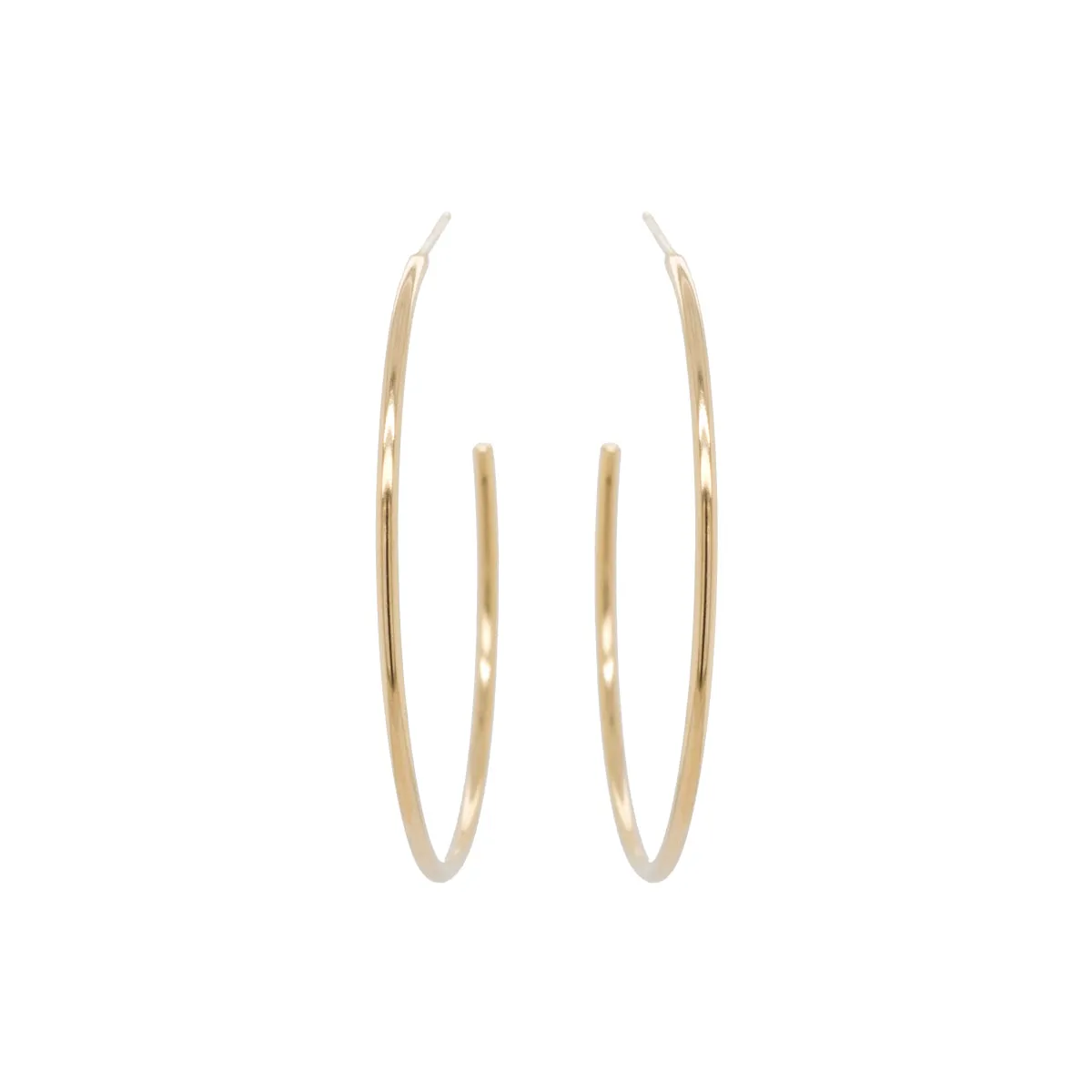 14k Gold Thick Wire Large Hoops