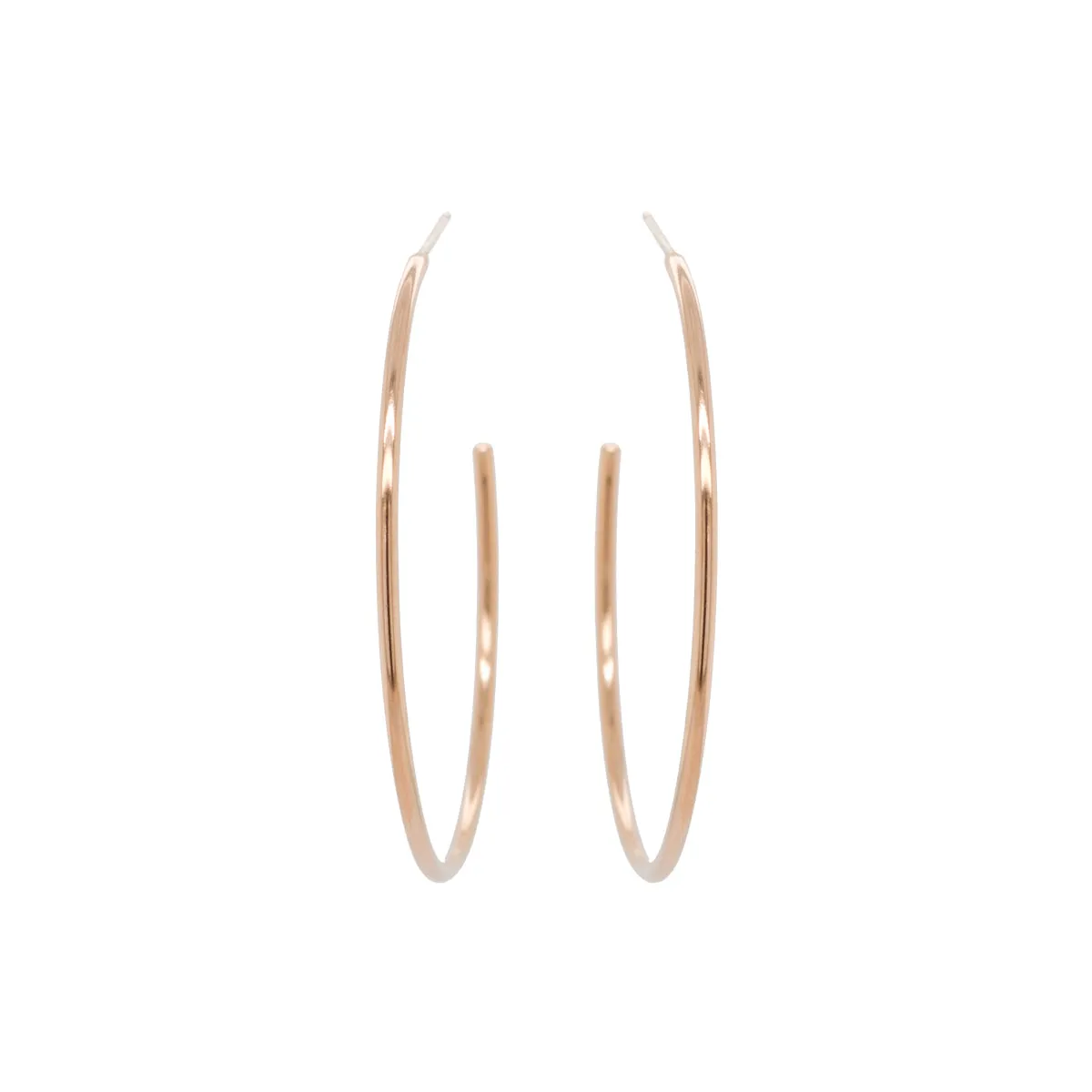 14k Gold Thick Wire Large Hoops