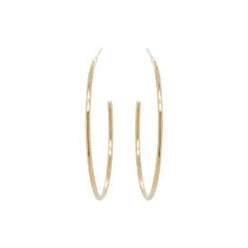 14k Gold Thick Wire Large Hoops