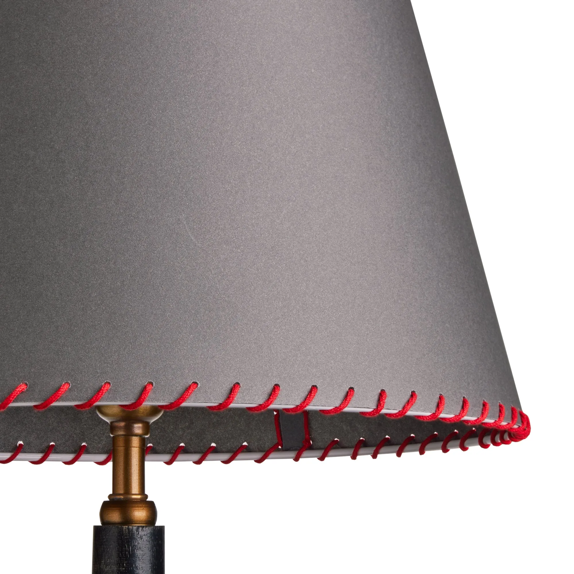 16cm Empire shade in grey vellum with red stitching