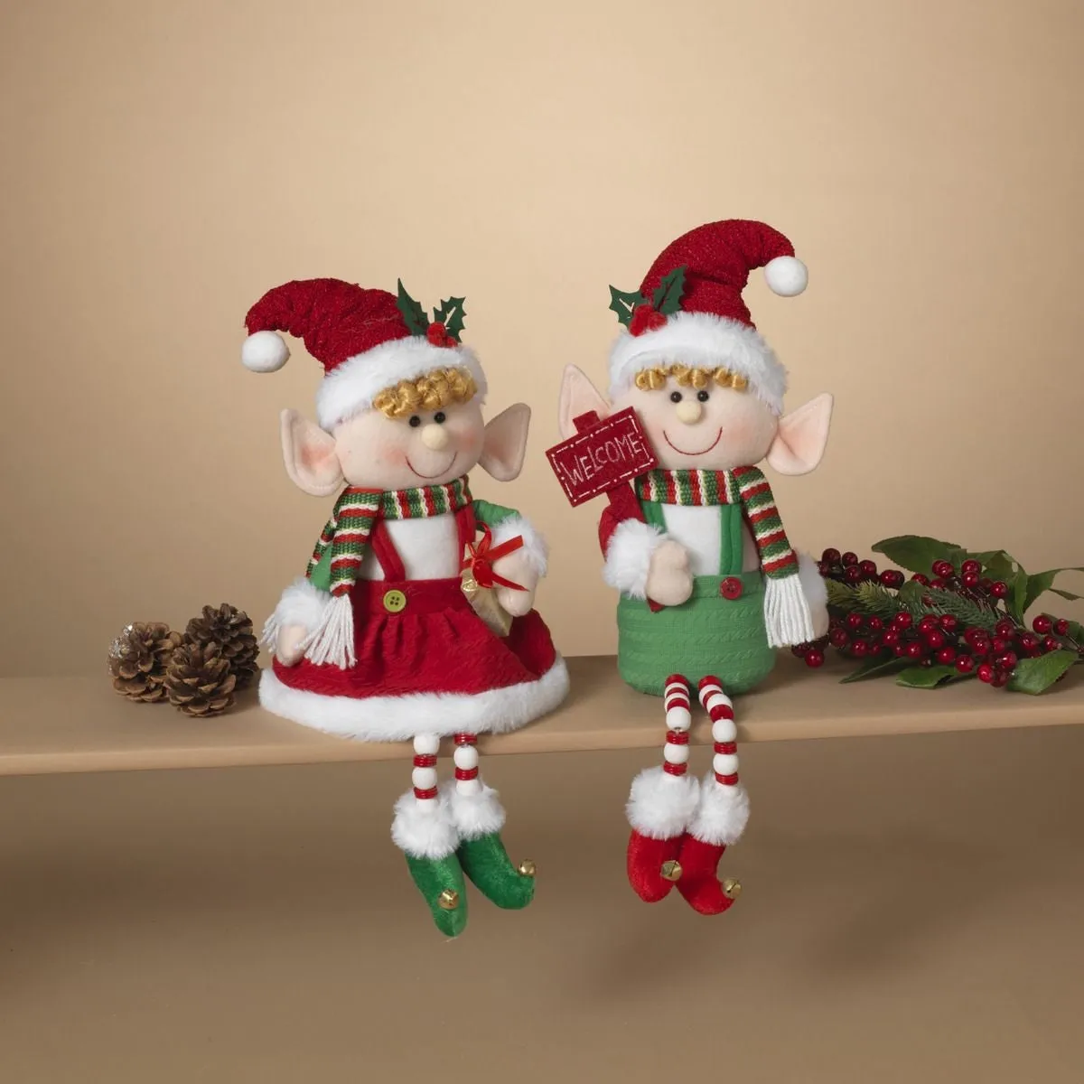 16" Plush Holiday Elf Shelf Sitter