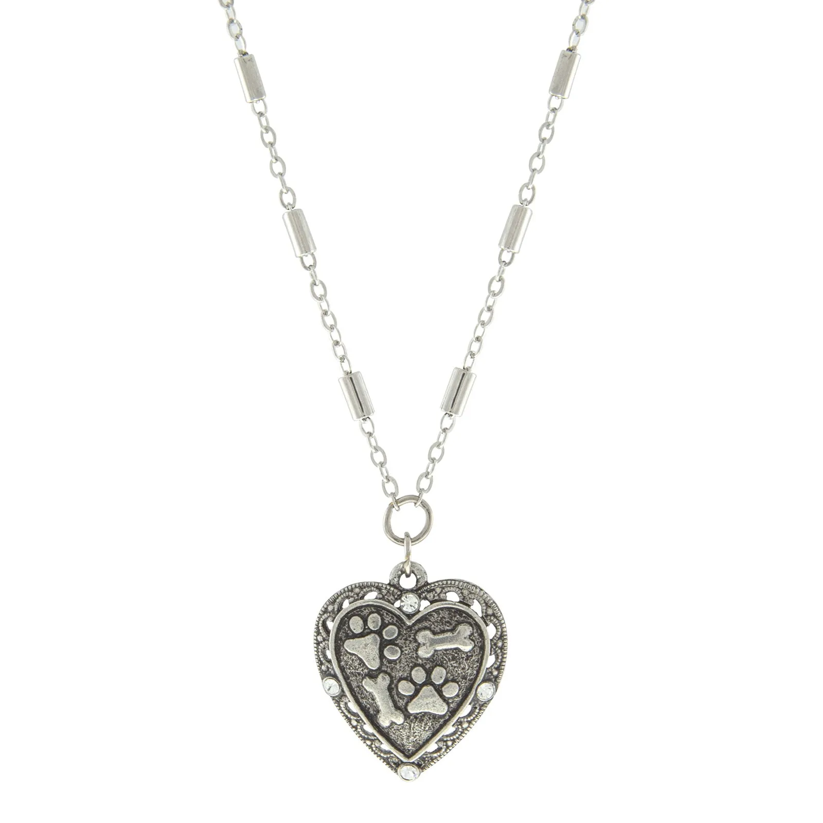 1928 Jewelry&reg; Silver Tone Heart Paw And Bones Necklace 16 Adj