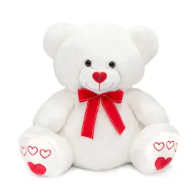 19.5" Large White Bear with Red Heart Nose and Embroidered Heart Feet