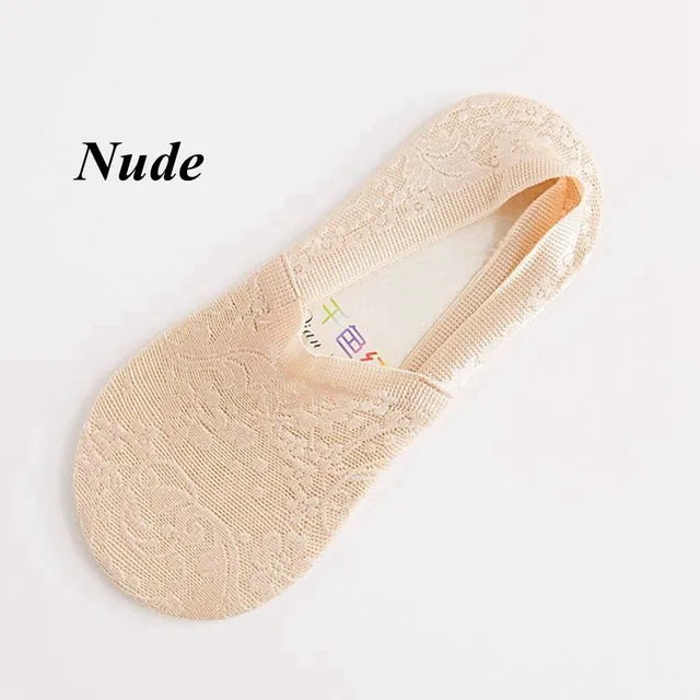 1Pair Women Girls Spring Summer Soft Breathable Cute Lace Flower Short Antiskid Invisible Ankle Comfortable Boat Socks