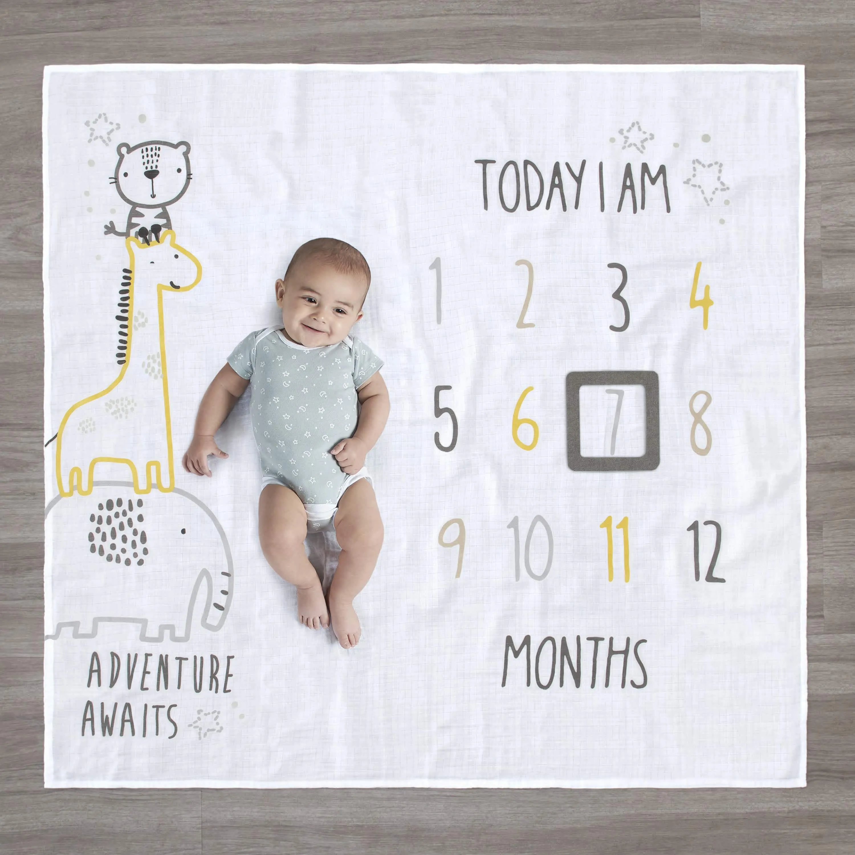 2-Piece Baby Boys Adventure Awaits Milestone Blanket Set