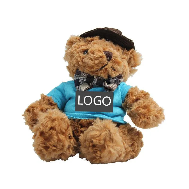 20cm Teddy Bear Plush Toy With T-Shirt And Hat