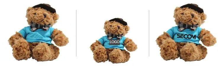 20cm Teddy Bear Plush Toy With T-Shirt And Hat