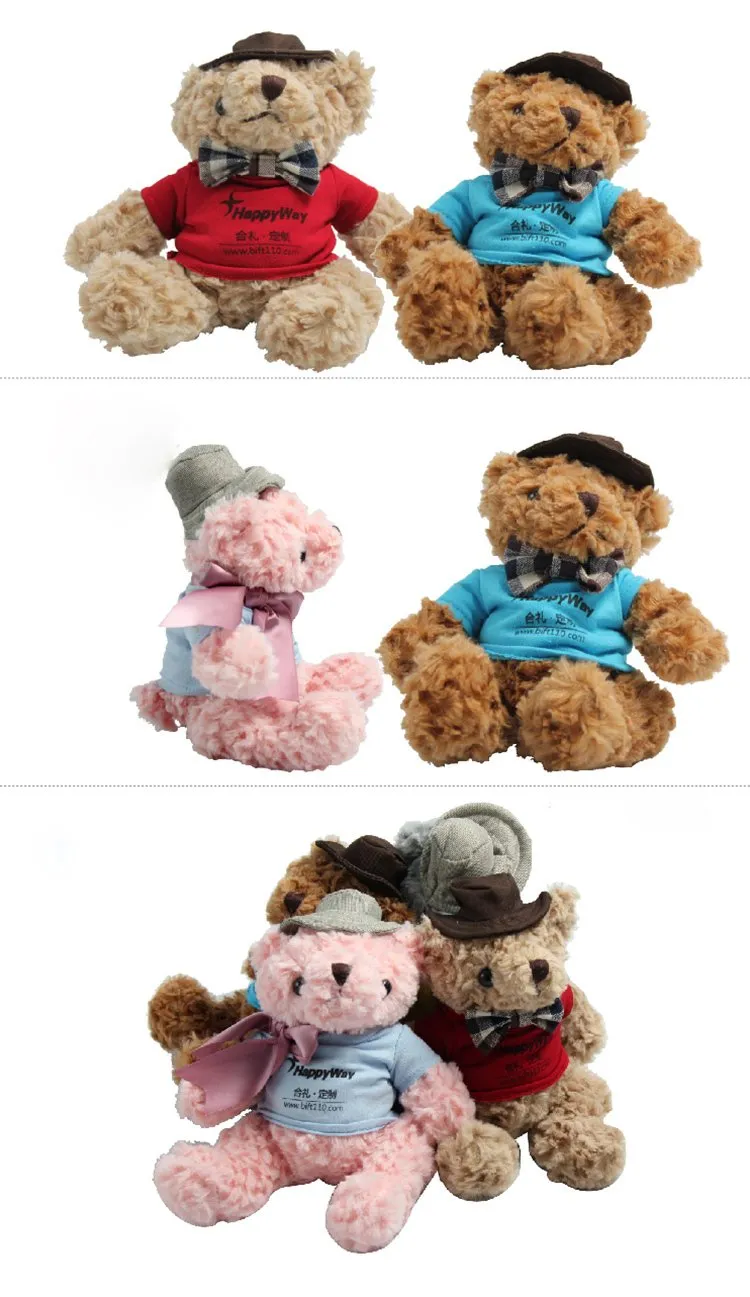 20cm Teddy Bear Plush Toy With T-Shirt And Hat