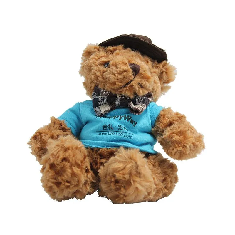 20cm Teddy Bear Plush Toy With T-Shirt And Hat