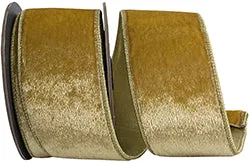 2.5" Champagne Velvet Plush Wired Edge Ribbon- 5 Yards