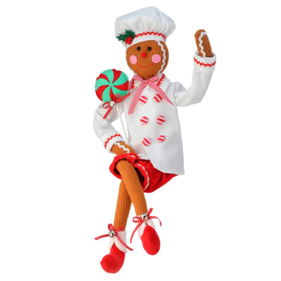 28" Red & White Gingerbread Chef With Lollipop