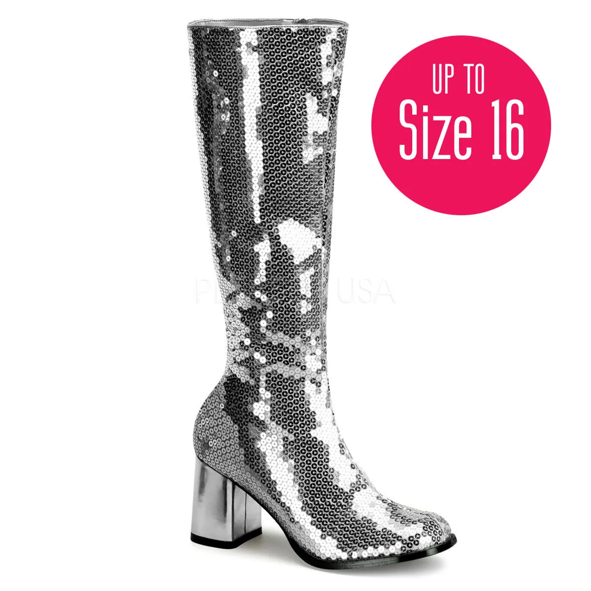 3 Inch Heel SPECTACUL-300SQ Silver Sequins