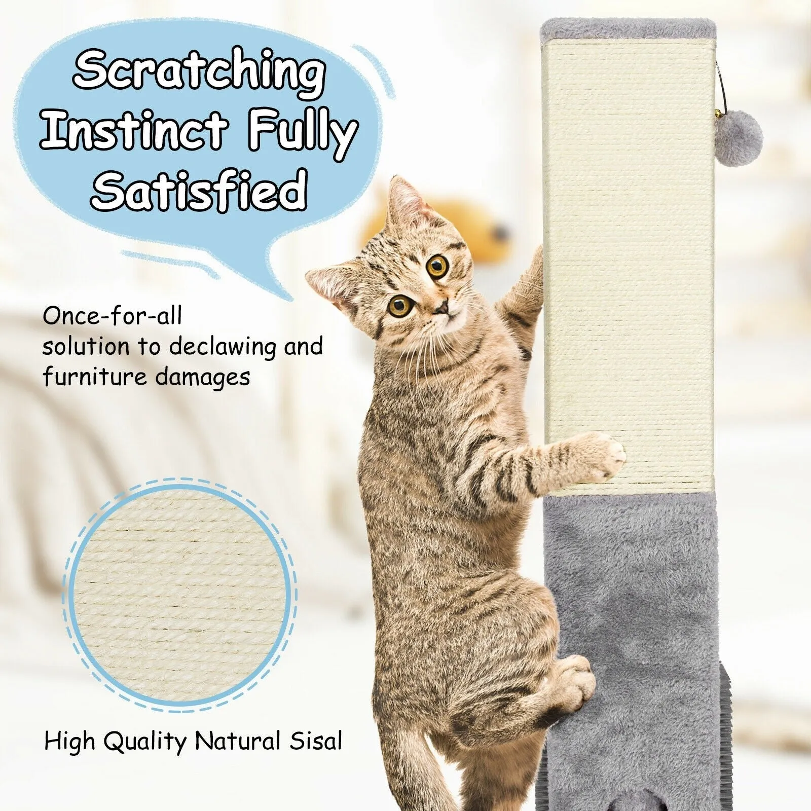 31" Tall Cat Scratching Post with Sisal Rope - Grey