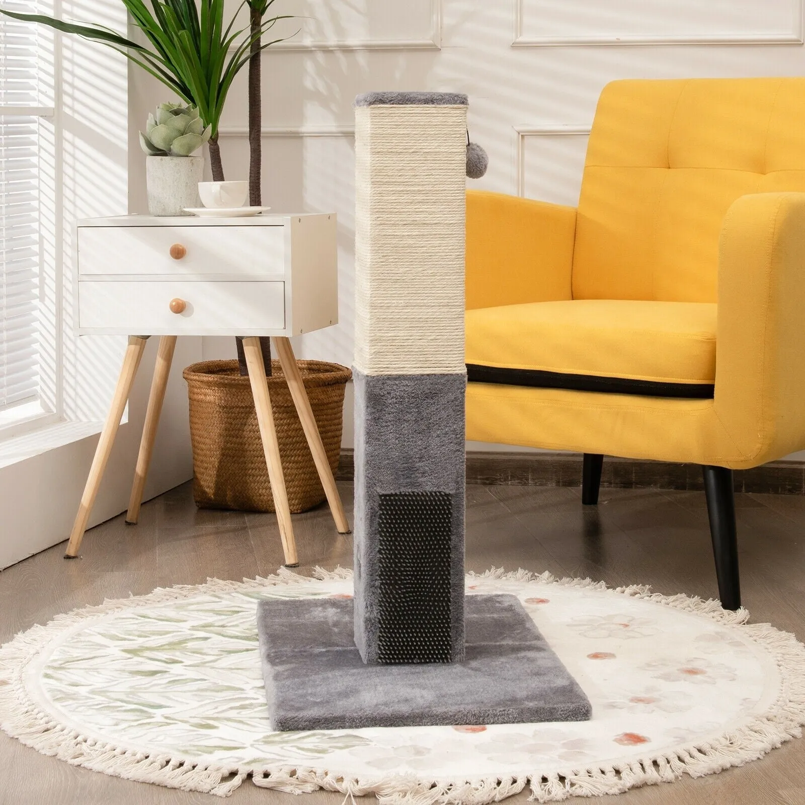 31" Tall Cat Scratching Post with Sisal Rope - Grey