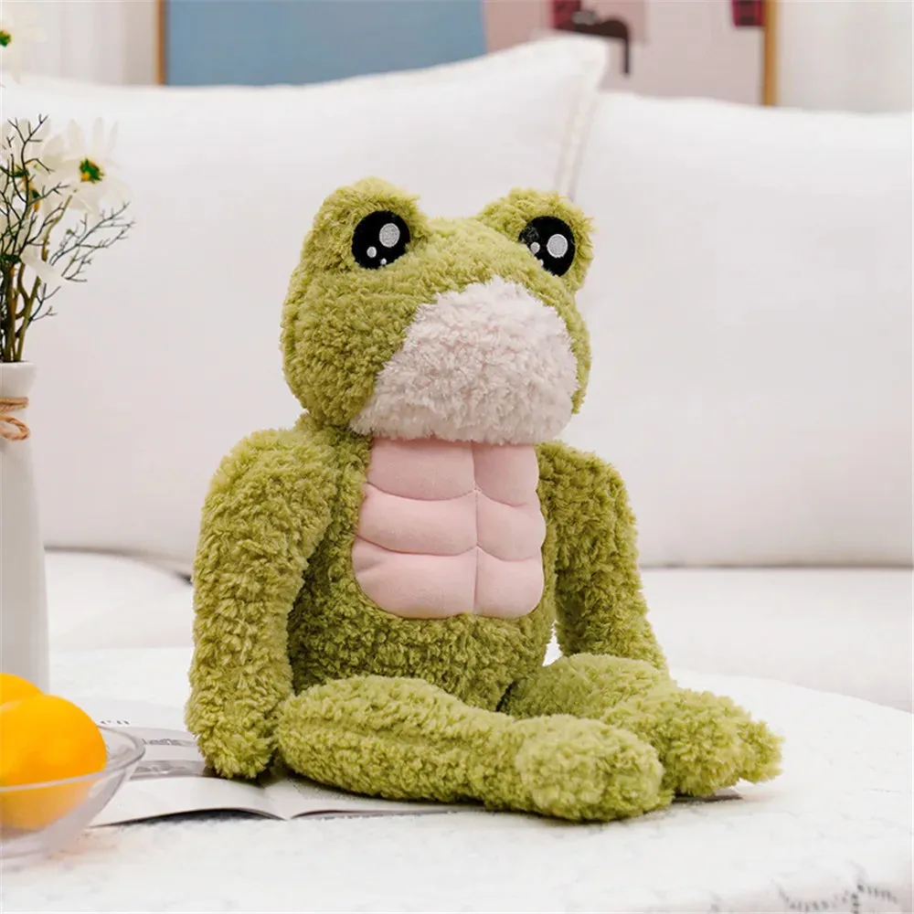 35/45cm Kawaii  Muscle Frog Doll Stuffed Animal Cute Frog Plush Toy Sleeping Plushies Appease Gifts For Child For Girl