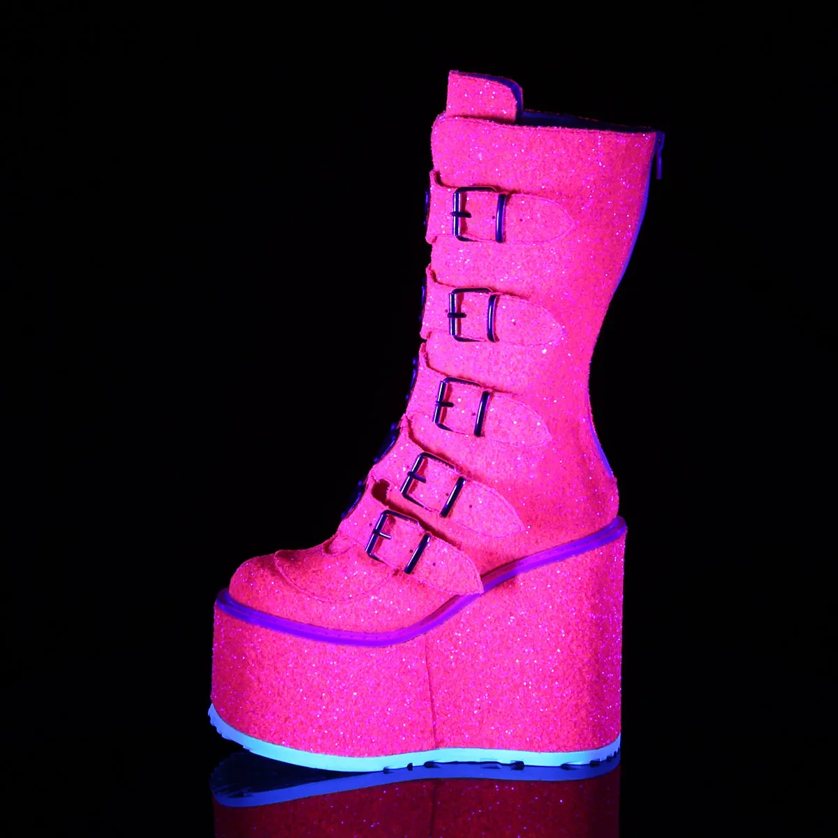 5 Inch Platform SWING-230G Neon Pink Glitter