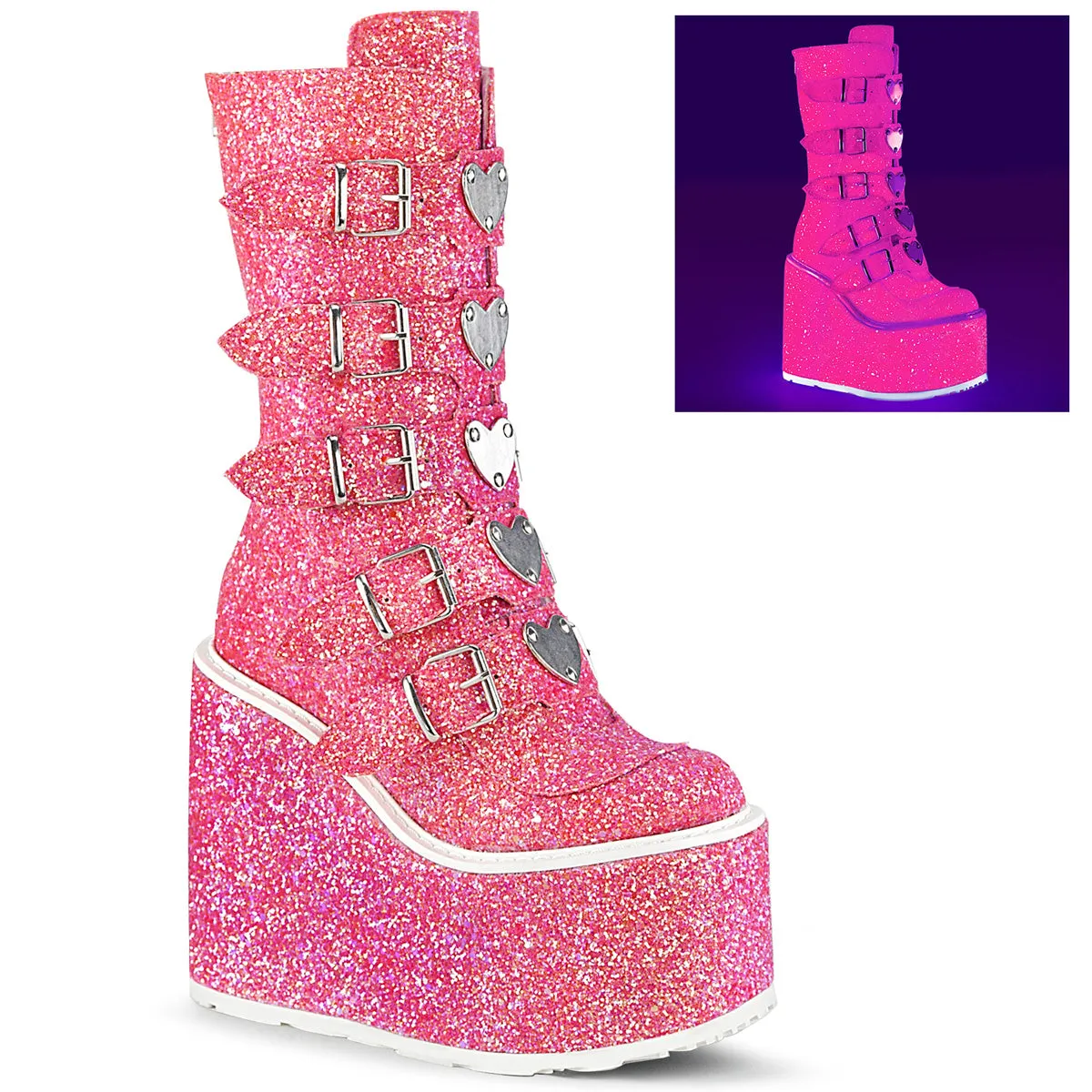 5 Inch Platform SWING-230G Neon Pink Glitter