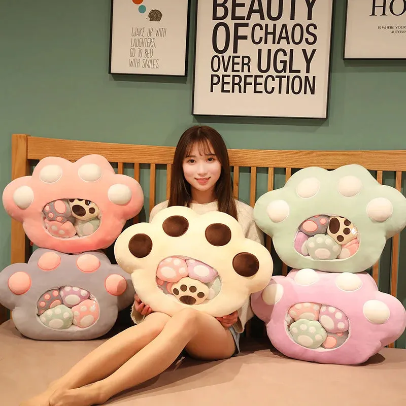 50*40 Kawaii Cat Paw Plush Toys with 5 Small Paws Cute Pocket Pillow Sofa Cushion Stuffed Soft Cat Dolls for Children Girls Gift