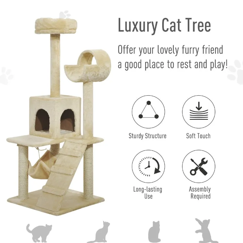 52" Cat Tree Condo with Hammock - Beige