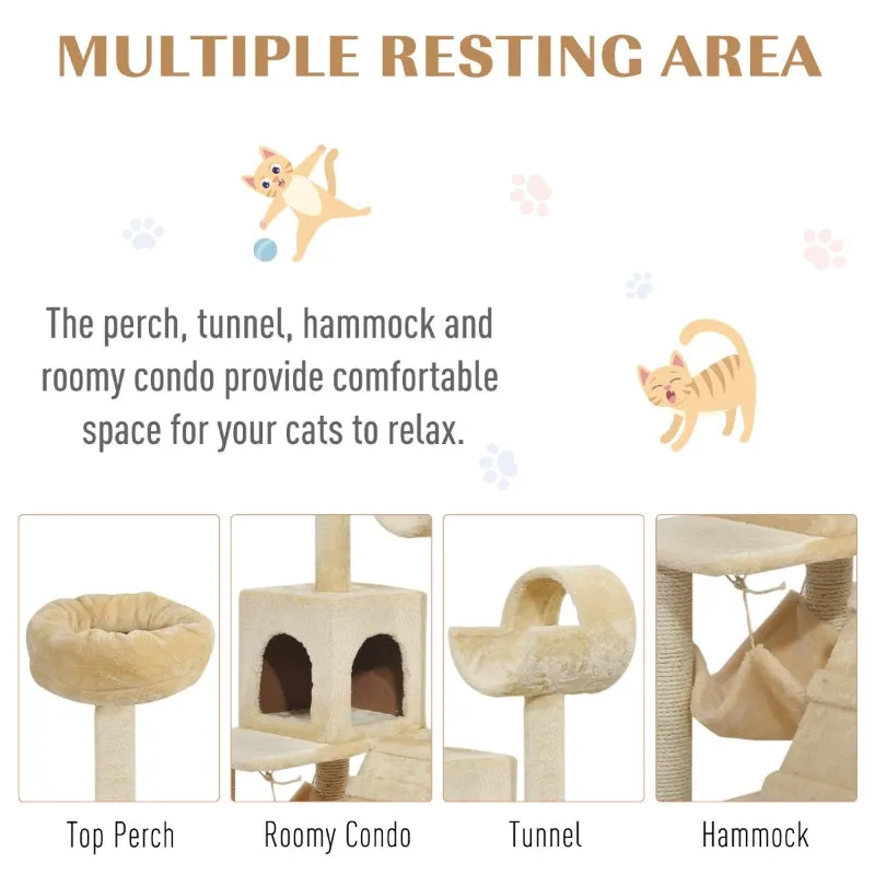 52" Cat Tree Condo with Hammock - Beige