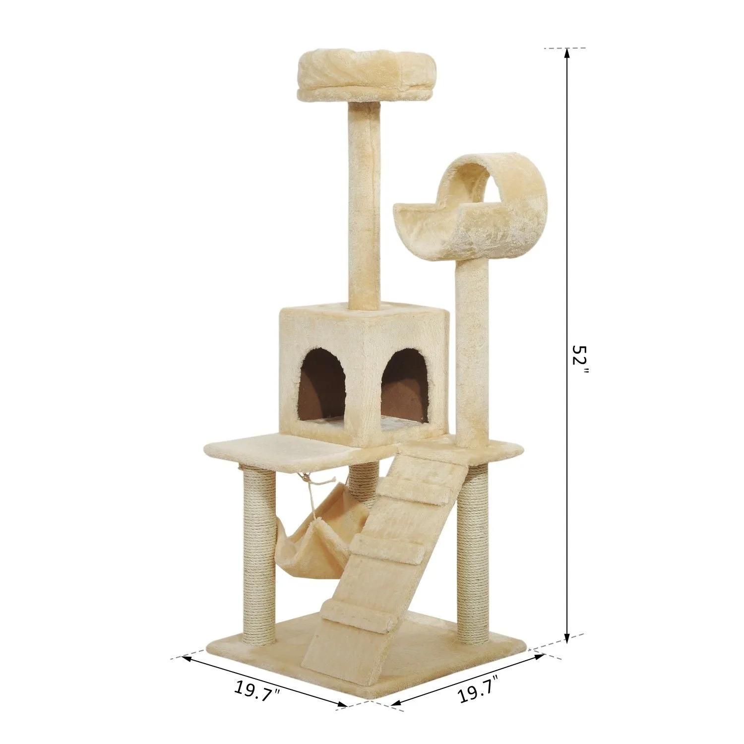 52" Cat Tree Condo with Hammock - Beige