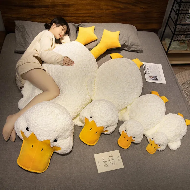 55/70/120CM Big Stuffed Animal Duck Plush Toys Soft Duck Plush Pillow Mat Sleeping Cushion Birthday Valentine's Gift