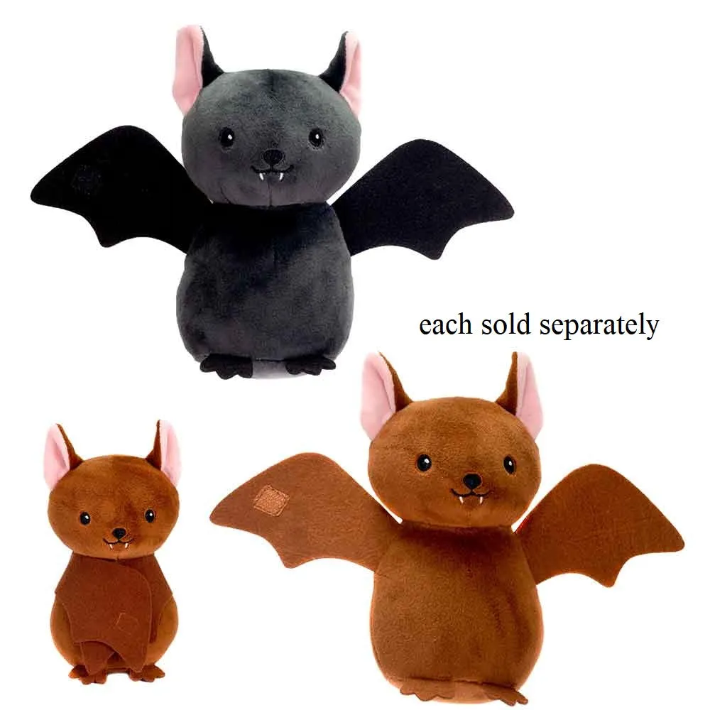 6" Black or Brown Bat with Foldable Flap Wings Stuffed Plush