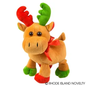 8" Moose Plush with red/green antlers & red bow