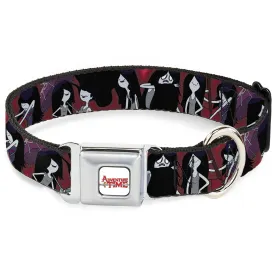 ADVENTURE TIME Title Logo Full Color White Seatbelt Buckle Collar - Adventure Time Marceline Poses Collage Reds