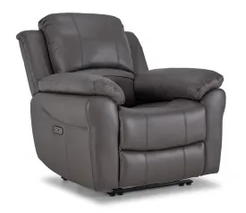 Alba Leather Power Recliner - Grey