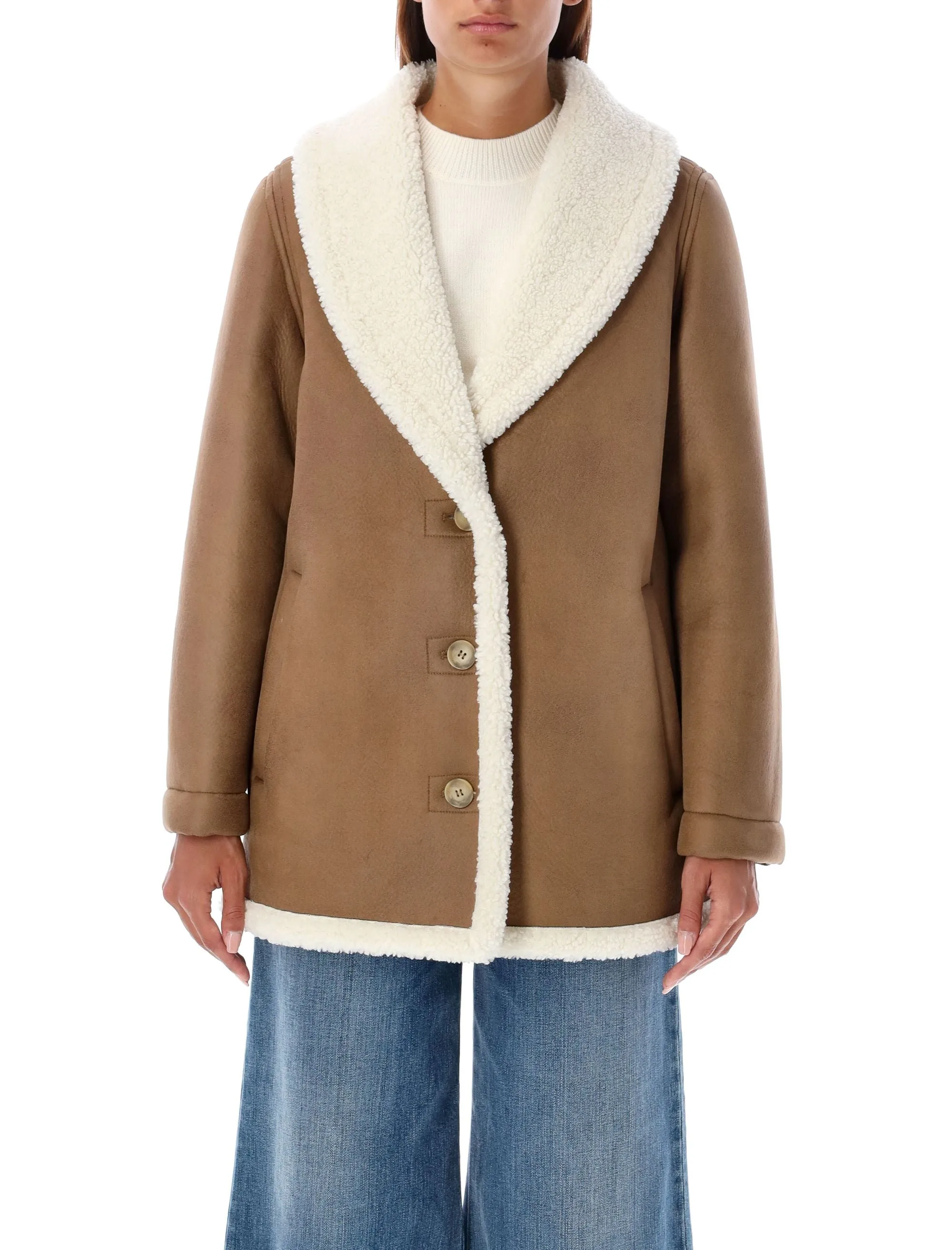 A.P.C. Relaxed Fit Eco Shearling Jacket for Women - Size 36