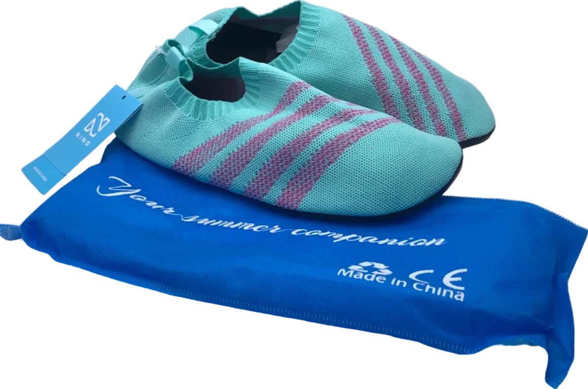 Aqua Blue  Knit Yoga Slippers / Aqua Watersport trainers UK 8.5/9.5