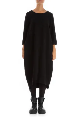 Asymmetrical Black Jersey Cotton Dress