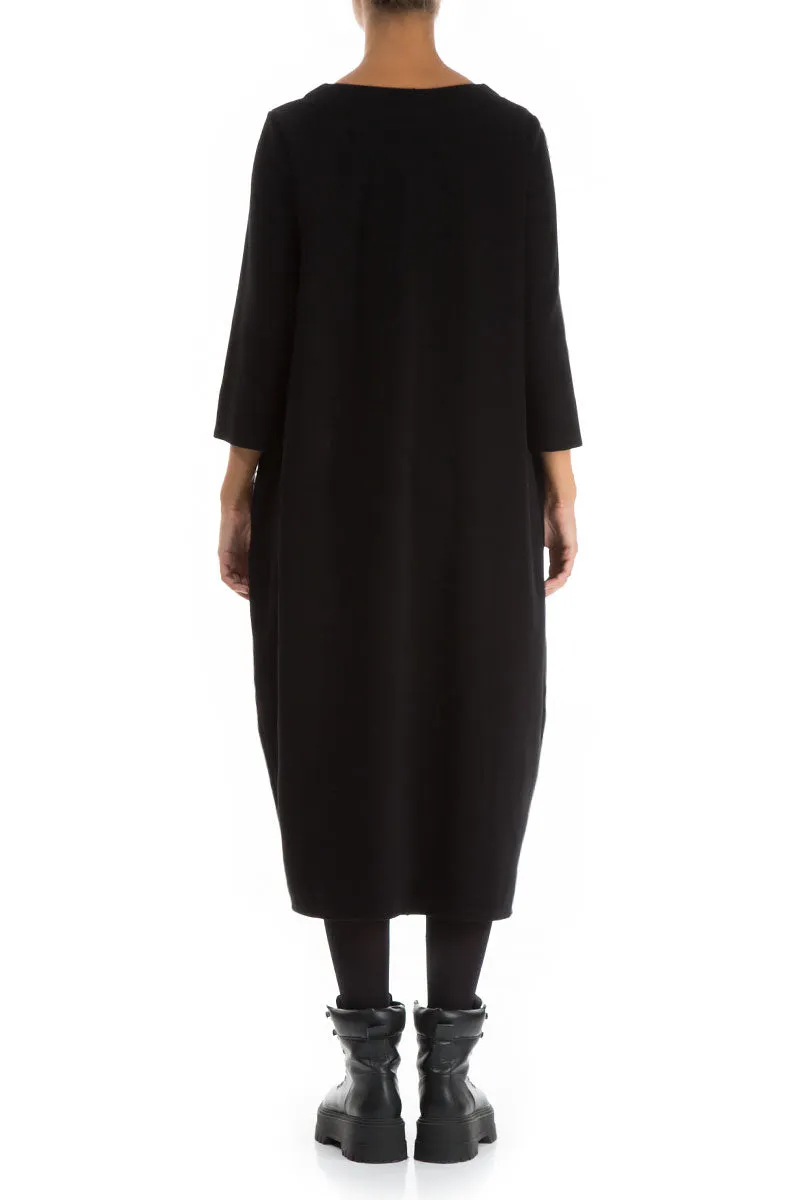 Asymmetrical Black Jersey Cotton Dress