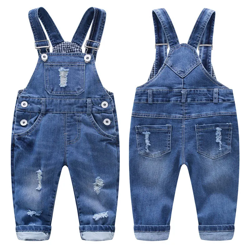 Baby Adjustable Ripped Fashion Jeans Overalls