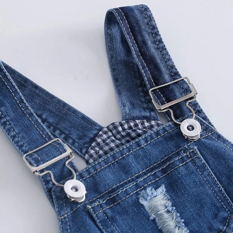 Baby Adjustable Ripped Fashion Jeans Overalls