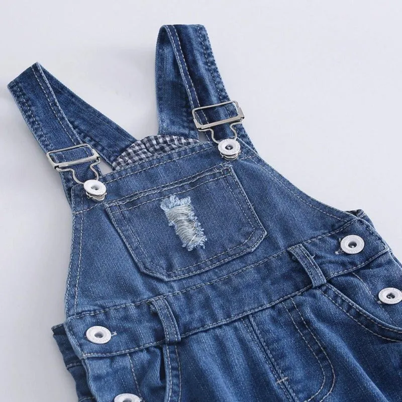 Baby Adjustable Ripped Fashion Jeans Overalls