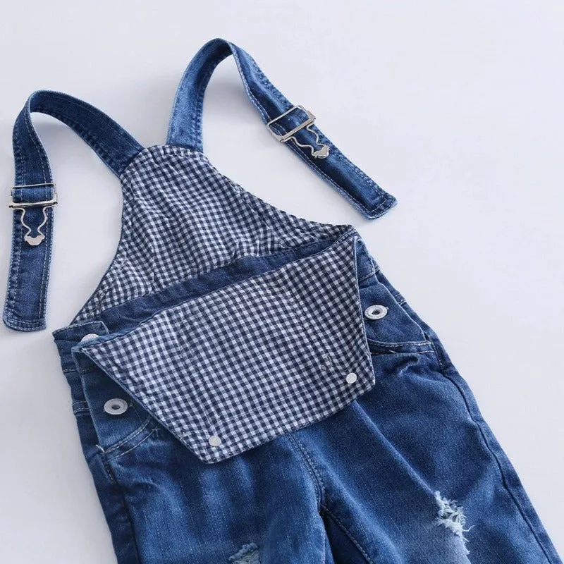 Baby Adjustable Ripped Fashion Jeans Overalls