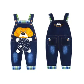 Baby Cotton 3D Cartoon Dog Safe Knitted Jeans Overalls