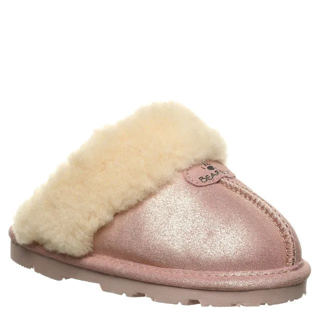 BEARPAW ELLE SHORT KID'S SUEDE BOOT PINK GLITTER