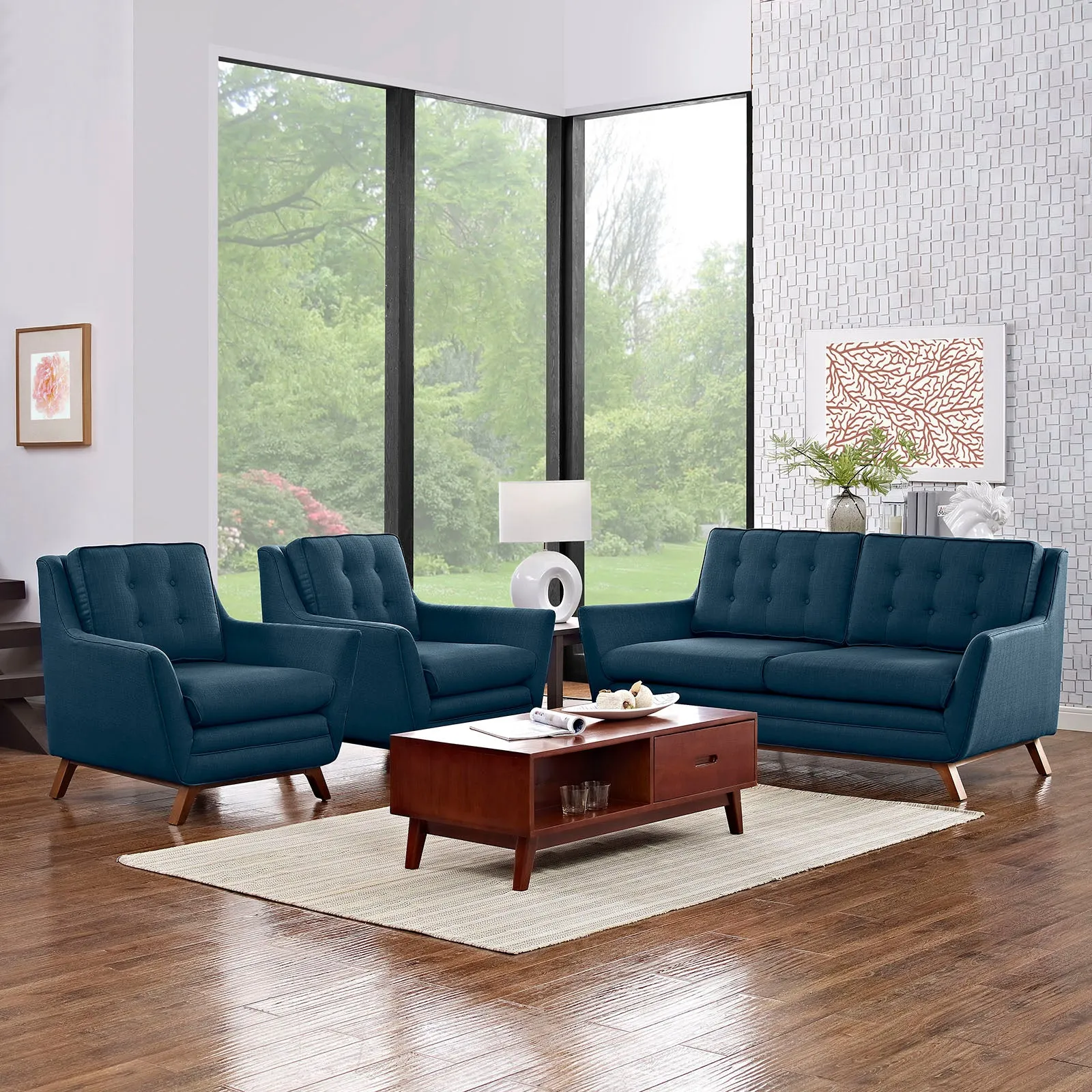 Beguile 3 Piece Upholstered Fabric Living Room Set by Modway