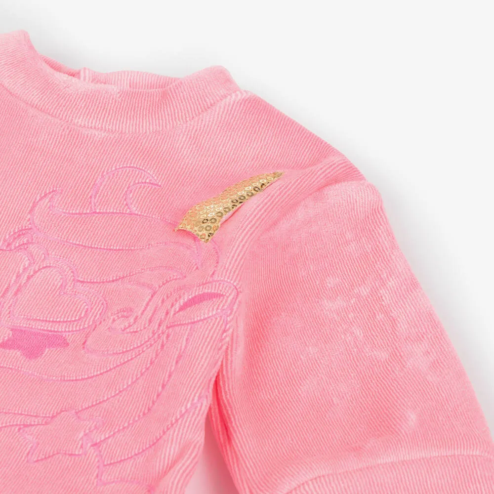 Billieblush Baby Girls Pink Velour & Tulle Unicorn Dress