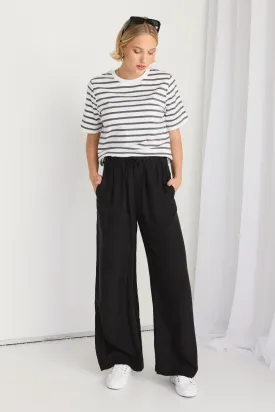 Binding Charcoal White Stripe Boxy Fit Tee