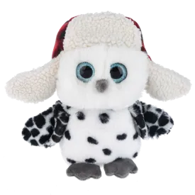 Black & White Flapjack Owl with Red Plaid Winter Hat