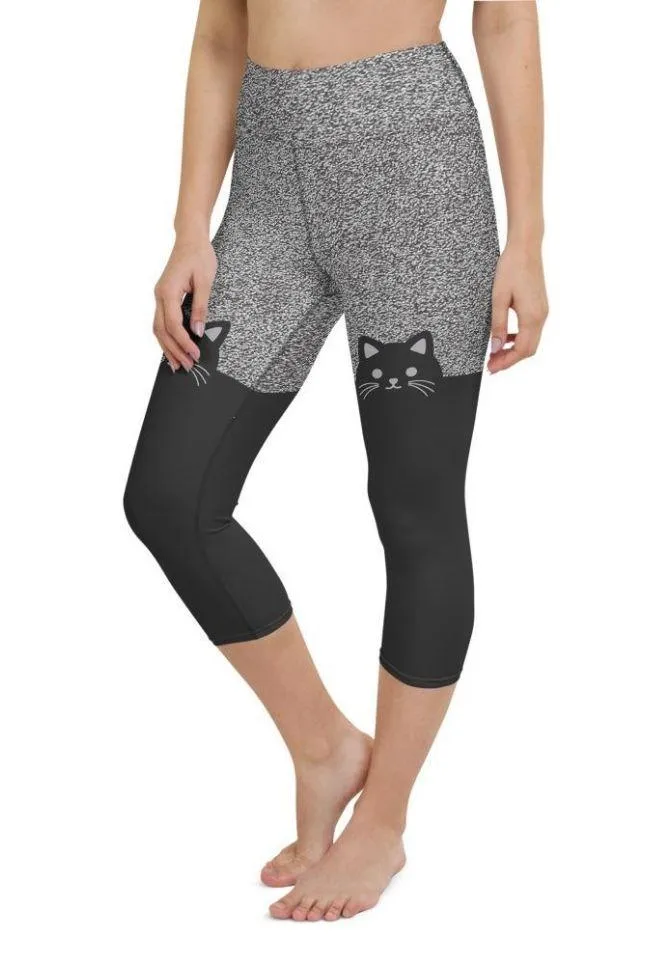 Black Kitty Yoga Capris