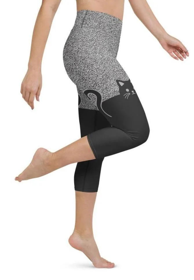 Black Kitty Yoga Capris