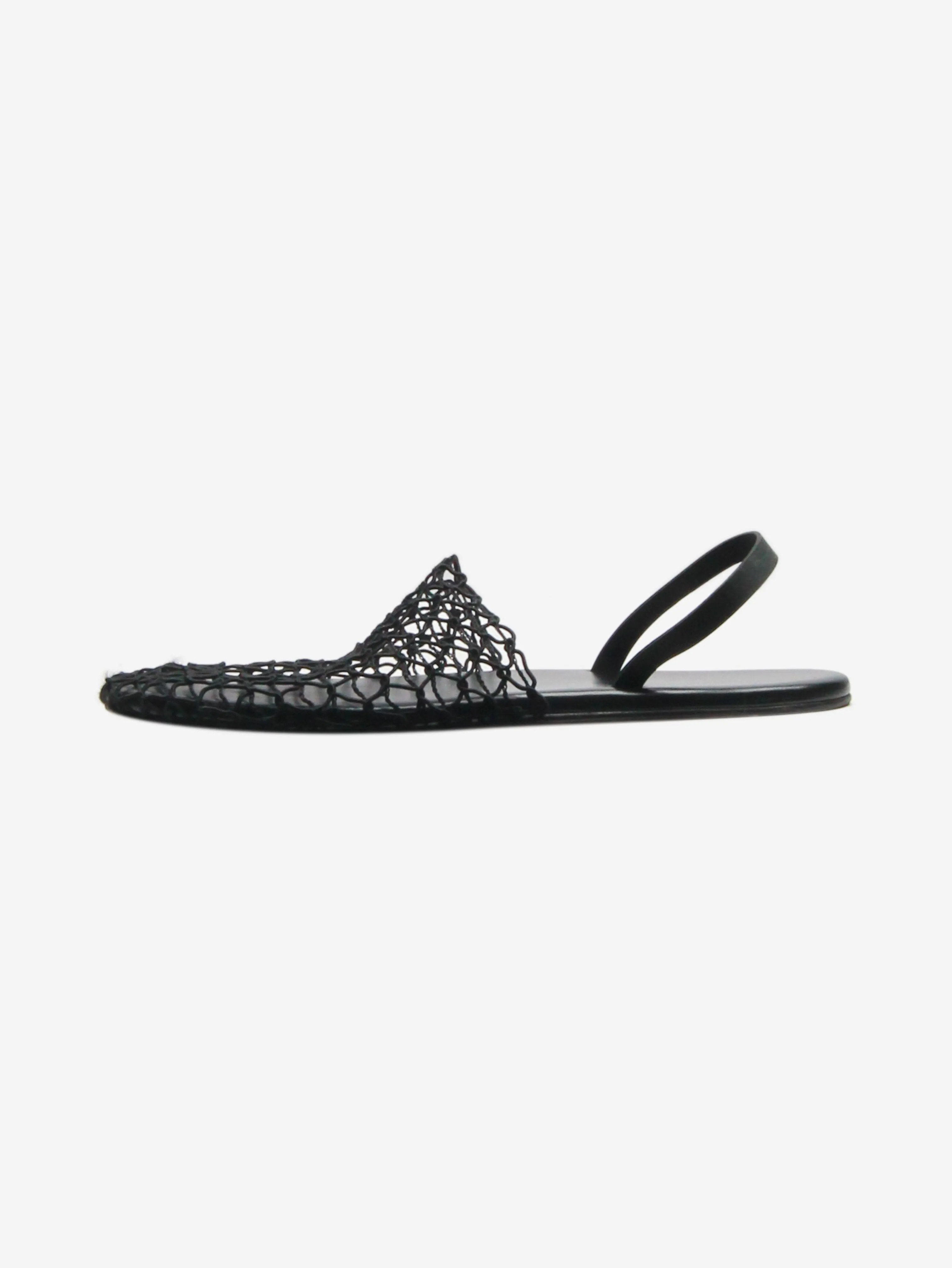 Black woven net slingback slippers - size EU 40